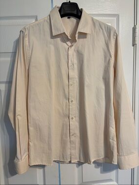 Men's Cream Long-Sleeve Dress Shirt - Classic Button-Up